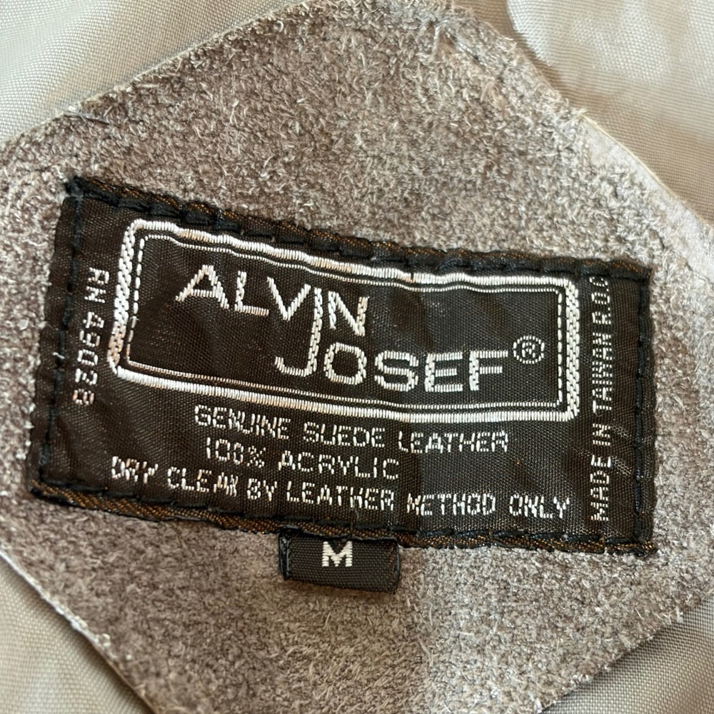Vintage 80s Alvin Josef Suede Leather Knit Sleeve Bomber Jacket Gray Medium M - Picture 7 of 10